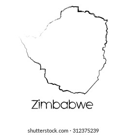 A Scribbled Shape of the Country of Zimbabwe