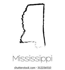 A Scribbled shape of the State of Mississippi