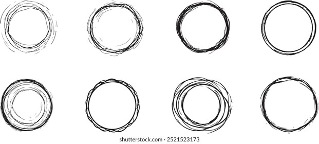 Scribbled and sketchy circle shapes pack