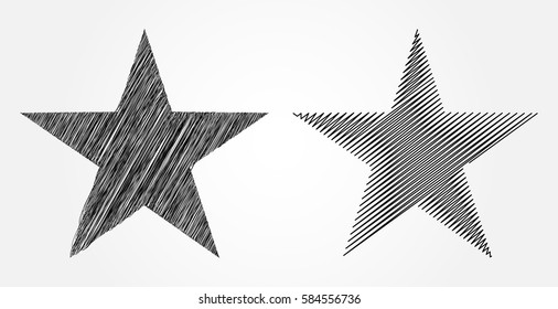 Scribbled stars vector.