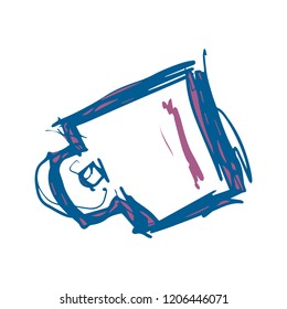 Scribblely drawing of a coffee cup line art.