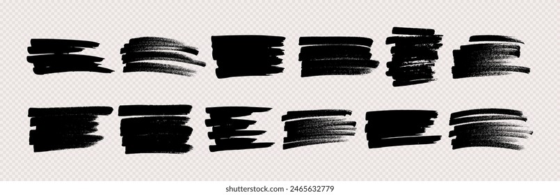 Garabatos con un marcador negro. Conjunto de garabatos estilo varios garabatos. Elementos de diseño dibujados a mano negros sobre fondo transparente. Ilustración vectorial