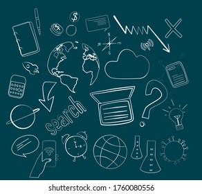 Scribbles brainstorming concept on green background
