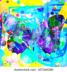Scribbles with butterfly. Colorful seamless texture. Abstract vector background for web page, fabric, home decor, wrapping, romantic template, boho design