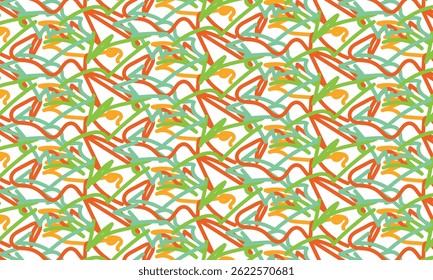 Scribbles caos colorido padrão vetor ornamento sem costura para têxtil, cerâmica, papel de parede, interior, decoração de papel