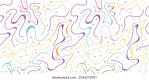 Scribbles. Colorful seamless background with sinuous lines. Minimalistic color pattern for fabric, texture, wallpaper and creative design