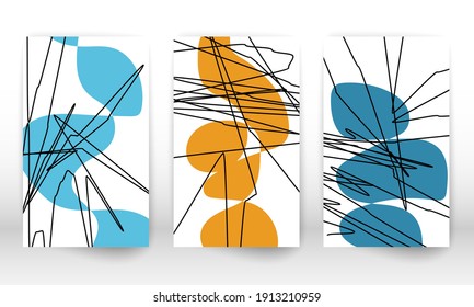 Modernes abstraktes Gemälde. Satz geometrischer Formen. Abstrakte, handgezeichnete Elemente des Aquarelleffekts. Moderner Kunstdruck. Modernes Design mit doodlen Formen.