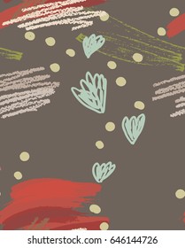 Scribbles and doodles with dots and strokes.Abstract seamless pattern. Universal bright background for greeting cards, invitations. Had drawn ink and marker watercolor texture.