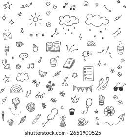 Scribbles elements line art vector
