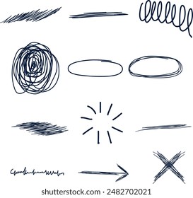 Scribbles hand drawn ink pen set