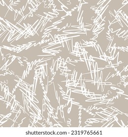 Scribbles Seamless Pattern. Hand Drawn Vector Background.