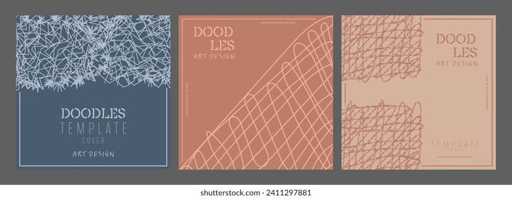 Scribbles. The template of the new trend covers, banners, posters, brochures, magazines. Creative idea of the catalog, interior design and decor