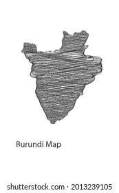 Scrible Design Map of Burundi vector illustration Eps 10 .