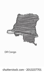 Scrible Design Map of Congo vector illustration Eps 10 .