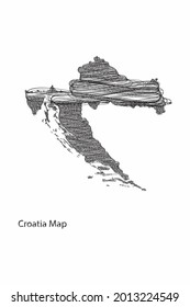 Scrible Design Map of Croatia vector illustration Eps 10 .