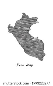 Scrible design map of Peru. EPS 10 vector illustration .