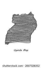 Scrible Design map of Uganda Vector illustration .