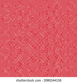 Scrim linen weave texture vector pattern background. Seamless dense waffle style blended canvas texture or stone surface effect. Woven faux burlap fabric repeat design. Monochrome hot pink backdrop.