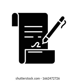 Icono negro de script, ilustración conceptual, símbolo plano vectorial, signo de glifo.