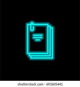 Script blue glowing neon ui ux icon. Glowing sign logo vector