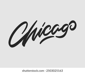 Script calligraphy 'Chicago' with a refined, classic feel. Perfect for designs, branding, and logos related to Chicago. High-resolution vector for diverse design needs.