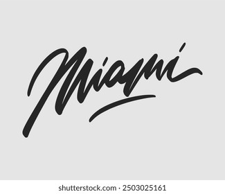 Script calligraphy 'Miami' with a sleek and stylish look. Ideal for tropical, vibrant, or city-specific designs. High-quality vector file for both digital and print usage.