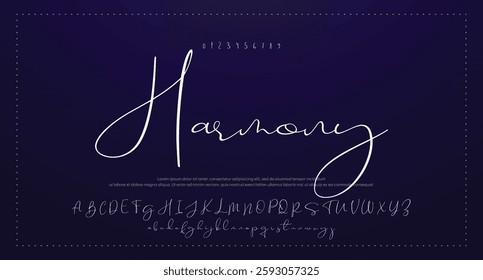 script calligraphy type. ABC typography latin signature alphabet.