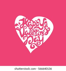 Script concept quote with text Happy Valentines Day in heart. Vector illustration