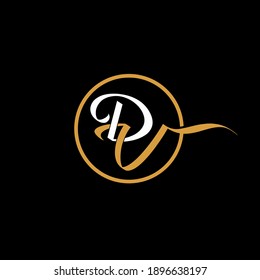 Script DV initial letter vector logo template for business brand