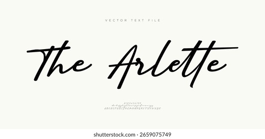 Script Elegant Signature Typeface. Letras fuente de la firma aislada en el fondo gris. alfabeto del estilo del cepillo. Letras del logotipo del Vector.
