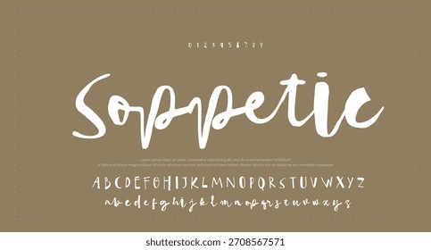 Script Elegant Signature Typeface. Letras fuente de firma aislada sobre fondo gris. estilo de pincel alfabeto. Letras del logotipo del Vector.  