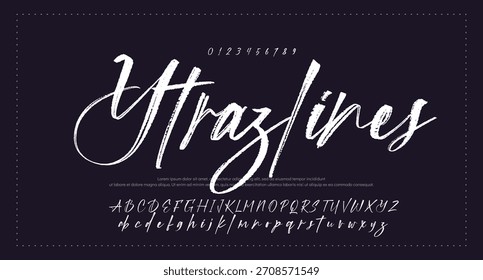 Script Elegant Signature Typeface. Letras fuente de la firma aislada en el fondo. alfabeto del estilo del pincel. Letras del logotipo del Vector. 