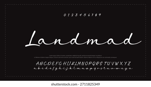 Script Elegant Signature Typeface. Letras fuente de la firma aislada en el fondo. alfabeto del estilo del pincel. Letras del logotipo del Vector.  