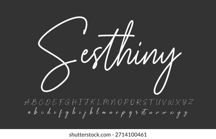 Script Elegant Signature Typeface. Letras fuente de la firma aislada en el fondo. alfabeto del estilo del pincel. Letras del logotipo del Vector. 