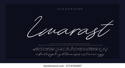 Script Elegant Signature Typeface. Letras fuente de la firma aislada en el fondo. alfabeto del estilo del pincel. Letras del logotipo del Vector.