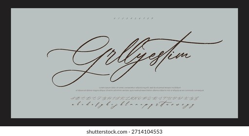Script Elegant Signature Typeface. Letras fuente de la firma aislada en el fondo. alfabeto del estilo del pincel. Letras del logotipo del Vector.