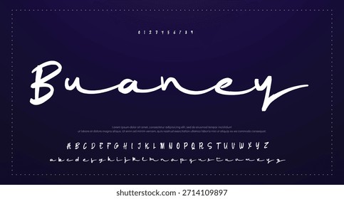 Script Elegant Signature Typeface. Letras fuente de la firma aislada en el fondo. alfabeto del estilo del pincel. Letras del logotipo del Vector.
