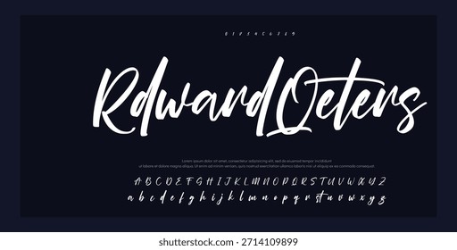 Script Elegant Signature Typeface. Letras fuente de la firma aislada en el fondo. alfabeto del estilo del pincel. Letras del logotipo del Vector.