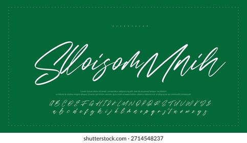 Script Elegant Signature Typeface. Letras fuente de la firma aislada en el fondo. alfabeto del estilo del pincel. Letras del logotipo del Vector.  