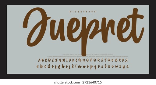 Script Elegant Signature Typeface. Letras fuente de la firma aislada en el fondo gris. alfabeto del estilo del cepillo. Letras del logotipo del Vector.