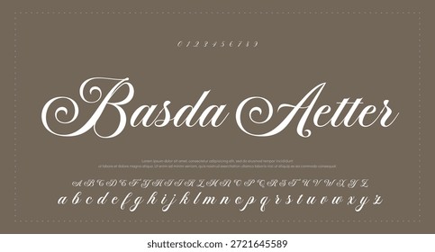 Script Elegant Signature Typeface. Letras fuente de la firma aislada en el fondo gris. alfabeto del estilo del cepillo. Letras del logotipo del Vector
