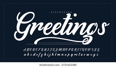Script Elegant Signature Typeface. Letras fuente de la firma aislada en el fondo gris. alfabeto del estilo del cepillo. Letras del logotipo del Vector.