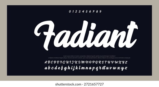 Script Elegant Signature Typeface. Letras fuente de la firma aislada en el fondo gris. alfabeto del estilo del cepillo. Letras del logotipo del Vector.