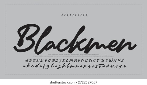 
Script Elegant Signature Typeface. Letras fuente de la firma aislada en el fondo gris. alfabeto del estilo del cepillo. Letras del logotipo del Vector.  