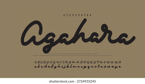 Script Elegant Signature Typeface. Lettering signature font isolated on grey background. brus style alphabet. Vector logo letters.  