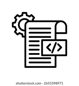 Ilustração de vetor de linha de ícone de execução de script