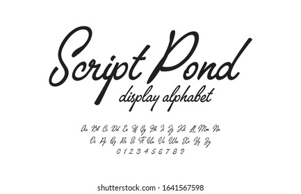 Script Font Display Alphabet. Handwriting Style Fonts Set. Typography A To Z And Numbers.