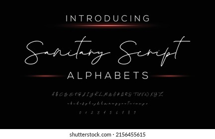 Script Font Display Alphabet. Handwriting Style Fonts Set. Typography A To Z And Numbers.