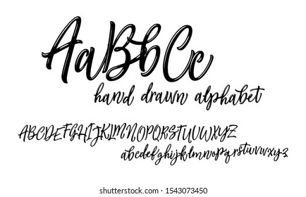 Script Font. Hand Lettering And Custom Typography Art For Designs: Logo, Cards, Etc. Vector Brush Typeface.