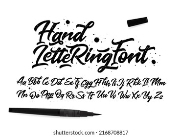 Script font. Hand Lettering and Custom Typography art for Designs: Logo, Cards, etc. Vector Brush Typeface.